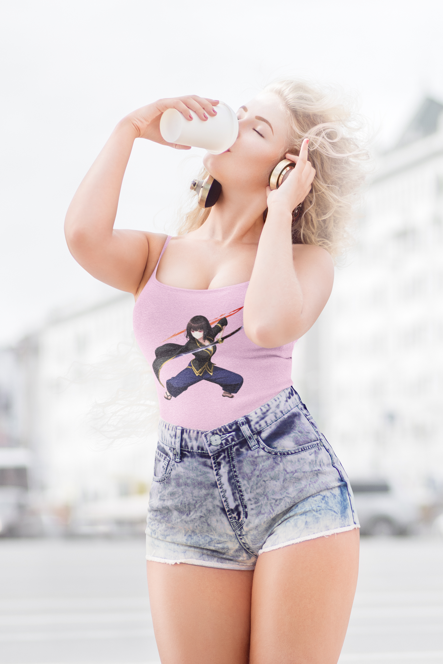 Anime Sword Warrior Girl | Cool Summer Tank Top | Festivals Workout Beach Streetwear