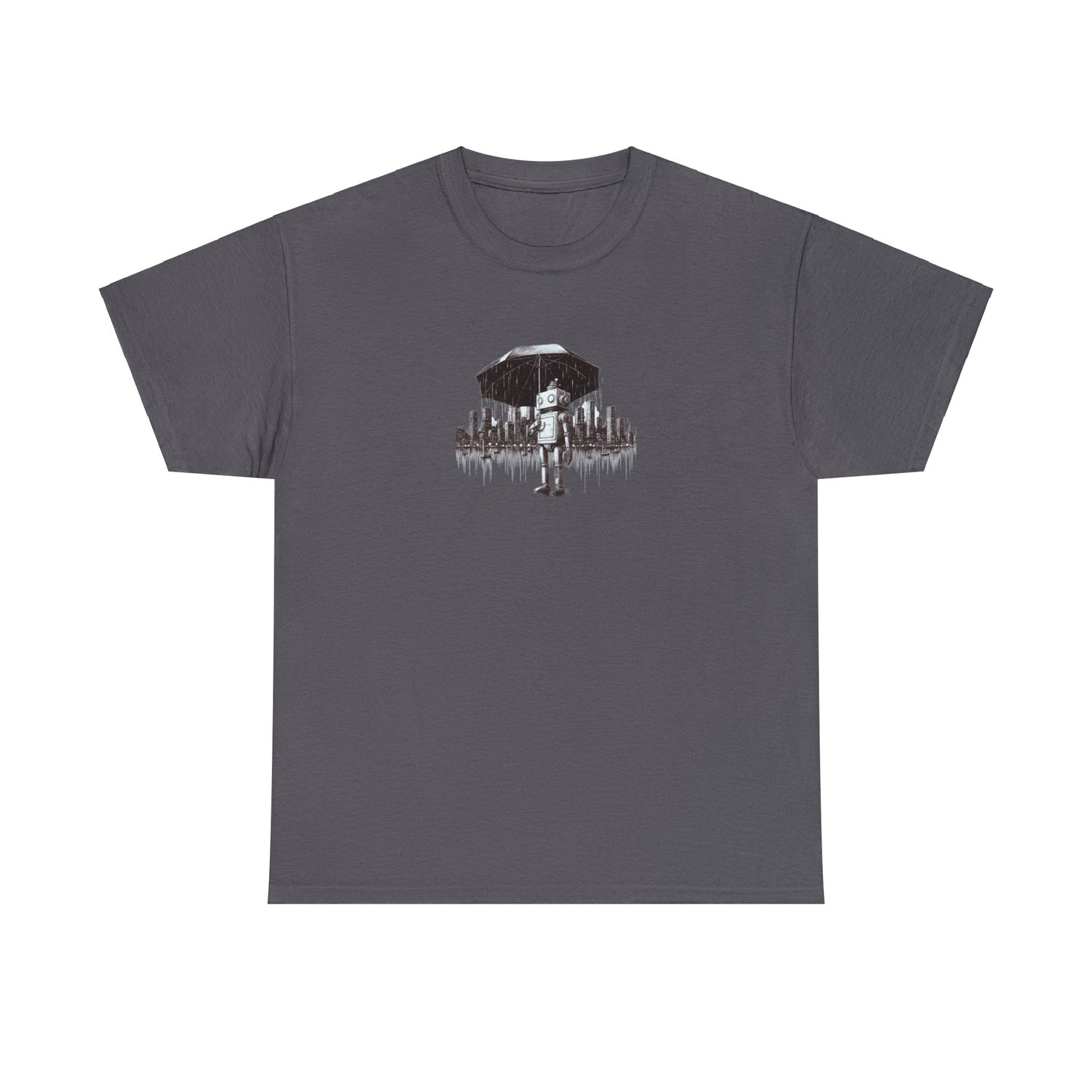 Robot in the Rain" T-Shirt: Embrace Solitude and Self-Contemplation