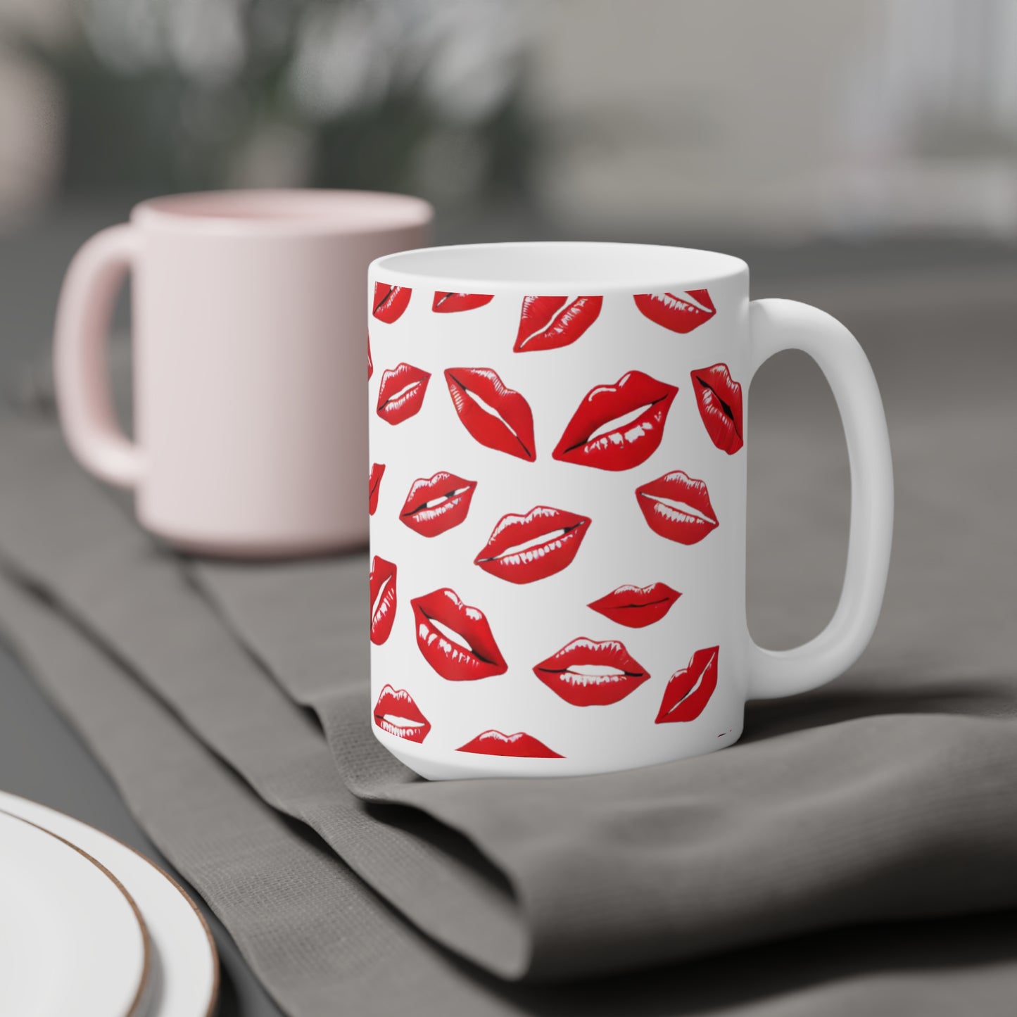 Lipstick Kisses for Your Morning Bliss Mugs (11oz\15oz\20oz) Lipstick Mug Gift for Her Girlfriend Wife Mothers Office Coworker All Occasions