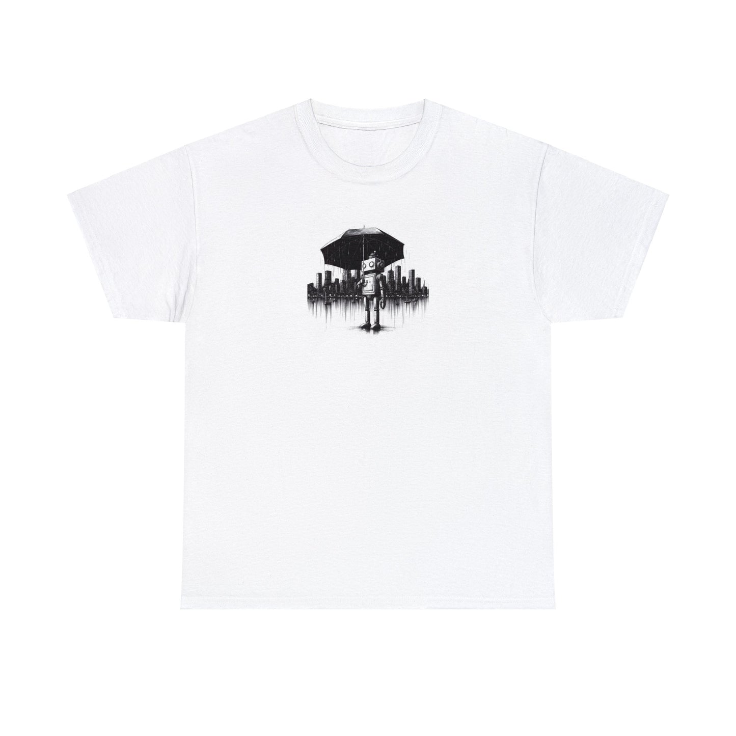 Robot in the Rain" T-Shirt: Embrace Solitude and Self-Contemplation