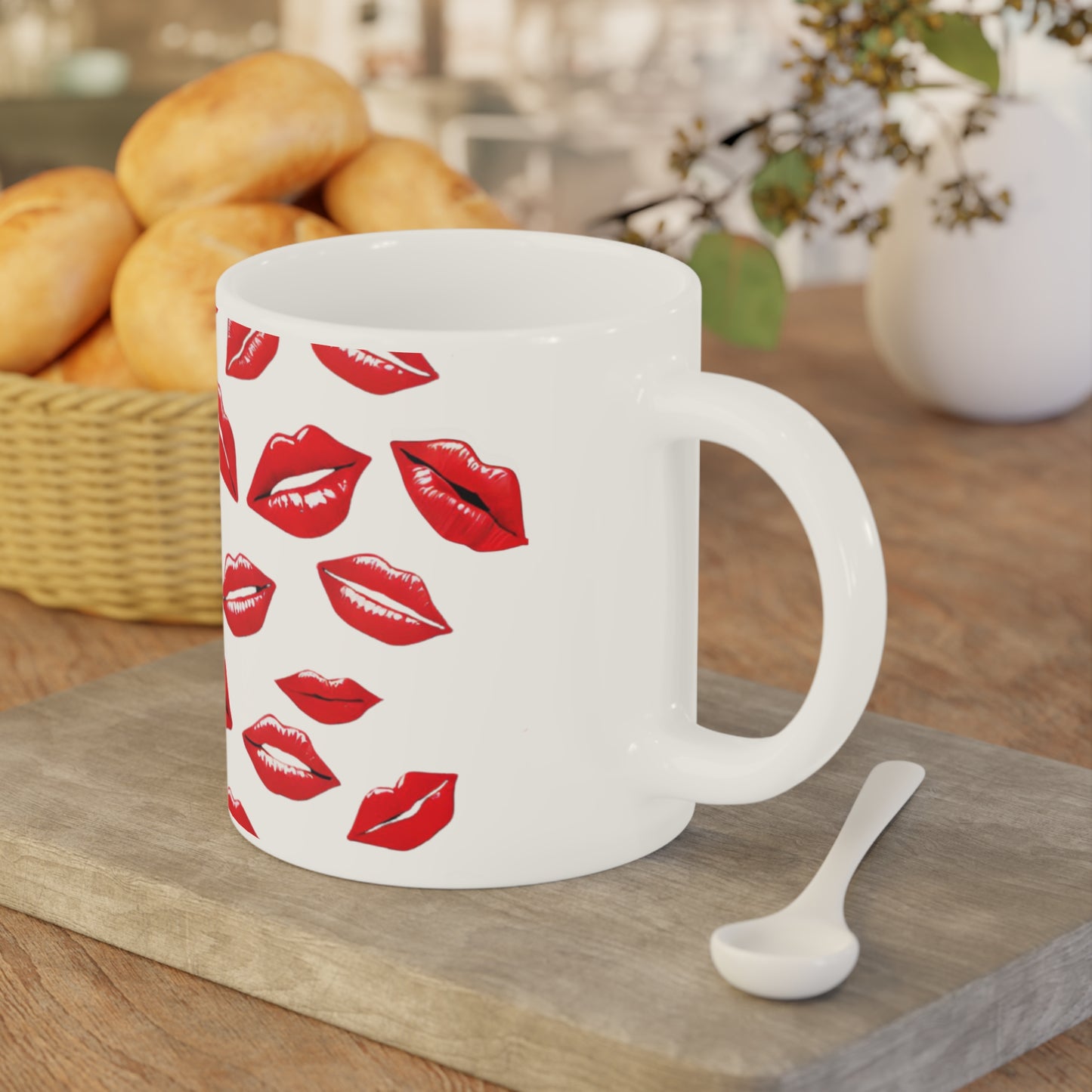 Lipstick Kisses for Your Morning Bliss Mugs (11oz\15oz\20oz) Lipstick Mug Gift for Her Girlfriend Wife Mothers Office Coworker All Occasions