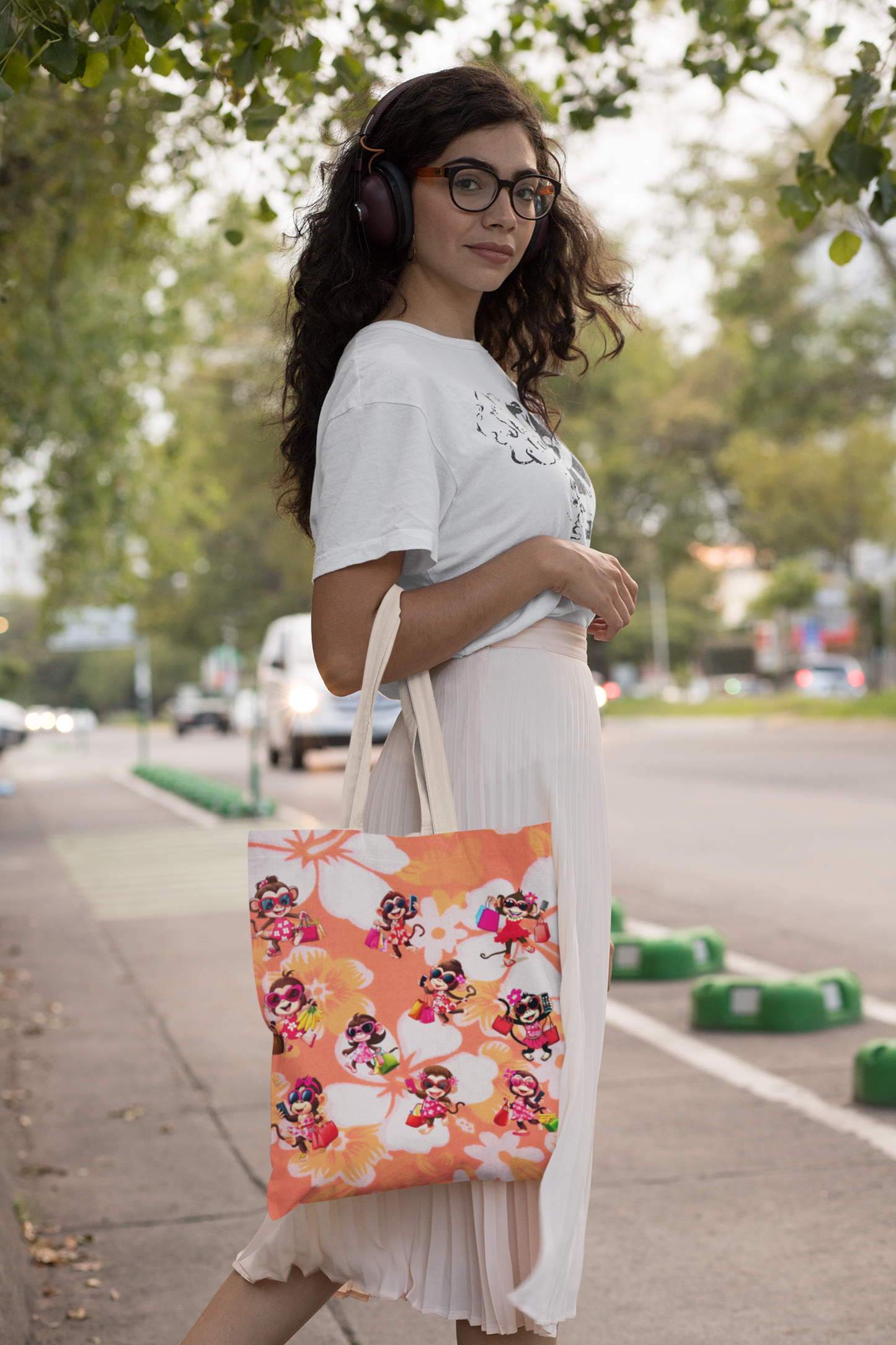 Floral Hawaiian Monkey Tote Bag | Groceries, Gym, Beach, Shopping Tote | Environmentally Friendly, Recycle, Reuse