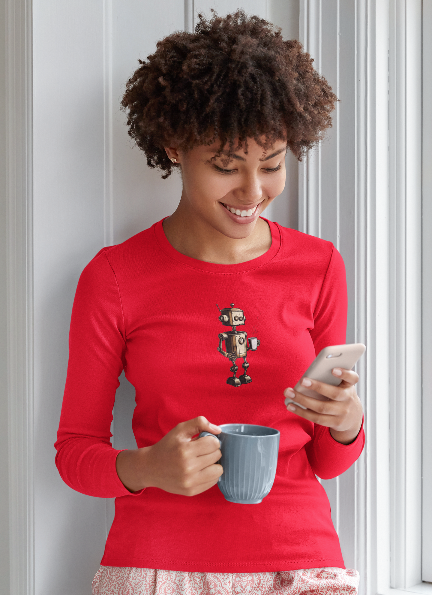 Caffeine Fuel Cotton Long Sleeve Tee | Coffee, Caffeine Lovers | Casual Hangout Streetwear T-Shirts | Gift Shirt