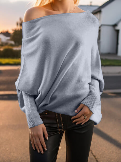 Women's Texture Long Sleeve Asymmetrical Sweater