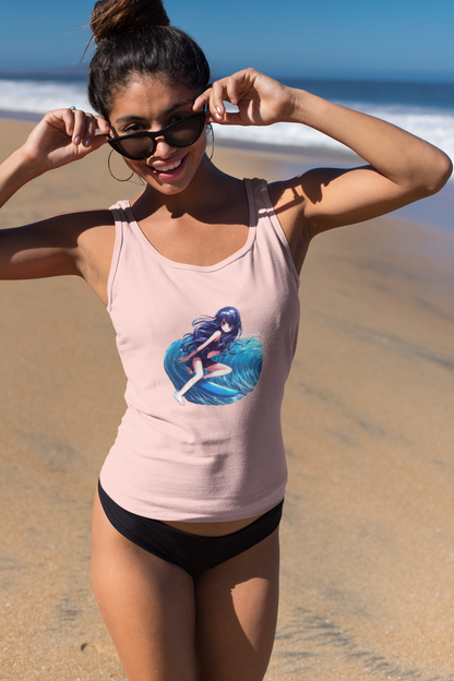 Surfer Girl Anime Tank Top | Beach Surf Tee | Summer Casual Hangout Tee