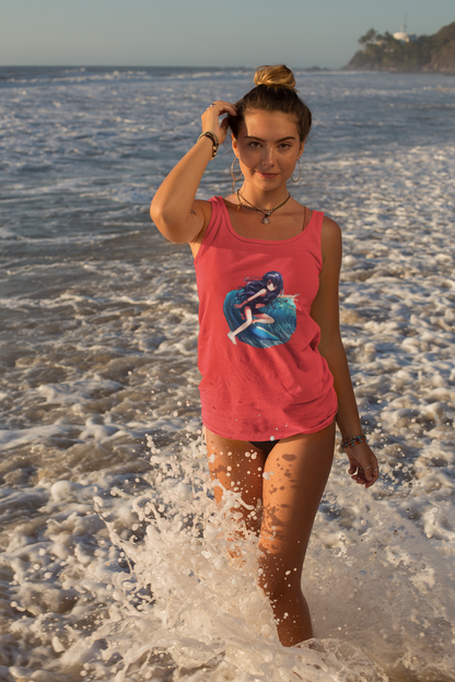 Surfer Girl Anime Tank Top | Beach Surf Tee | Summer Casual Hangout Tee