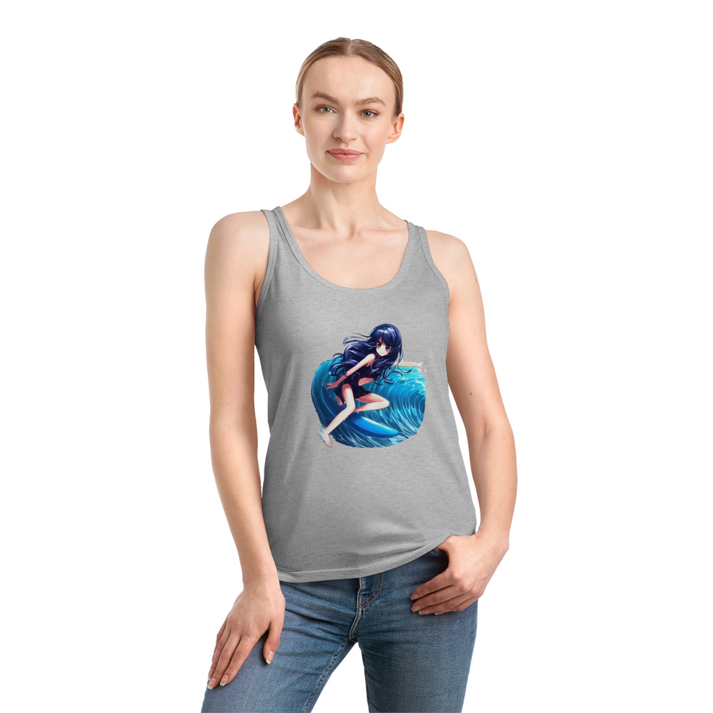 Surfer Girl Anime Tank Top | Beach Surf Tee | Summer Casual Hangout Tee