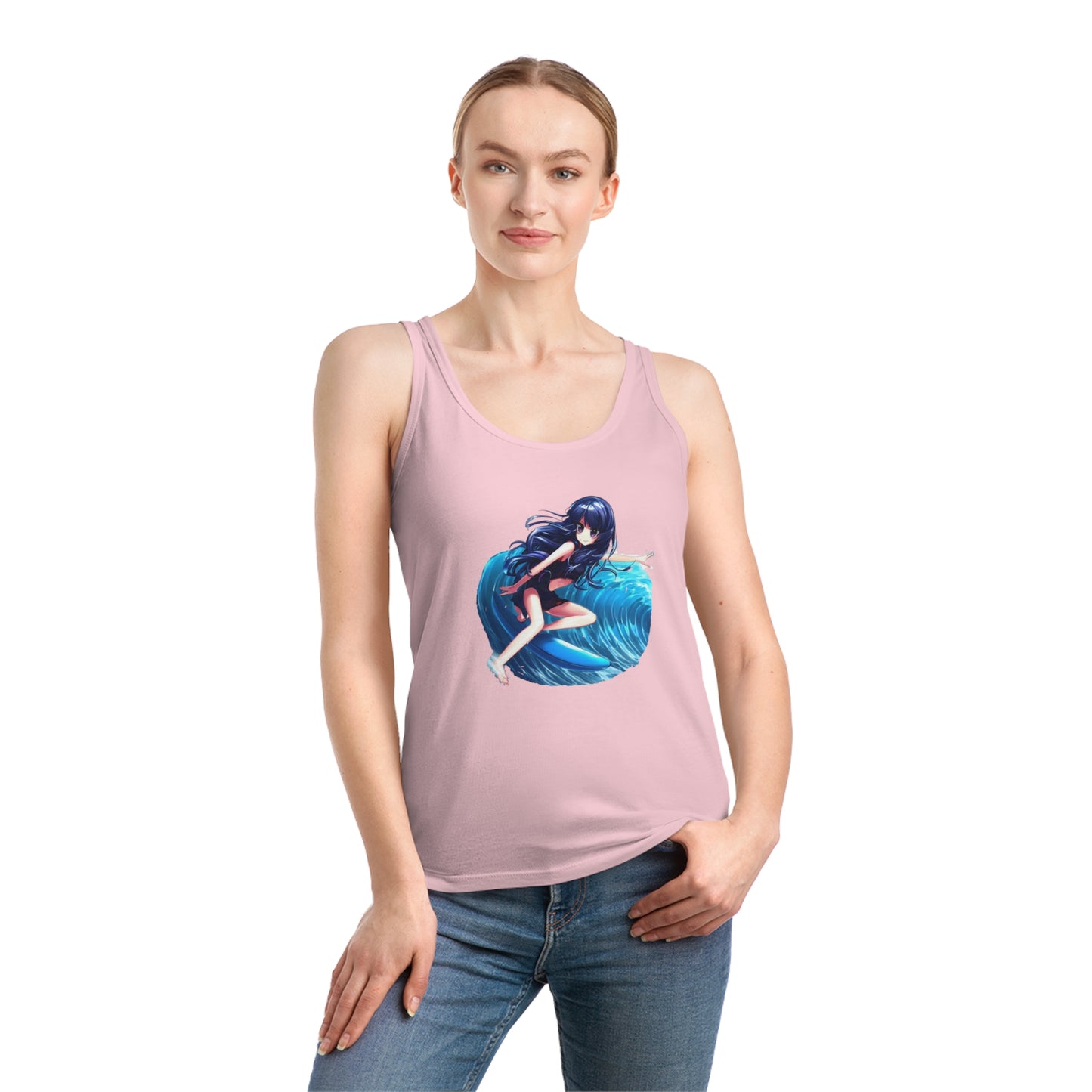 Surfer Girl Anime Tank Top | Beach Surf Tee | Summer Casual Hangout Tee