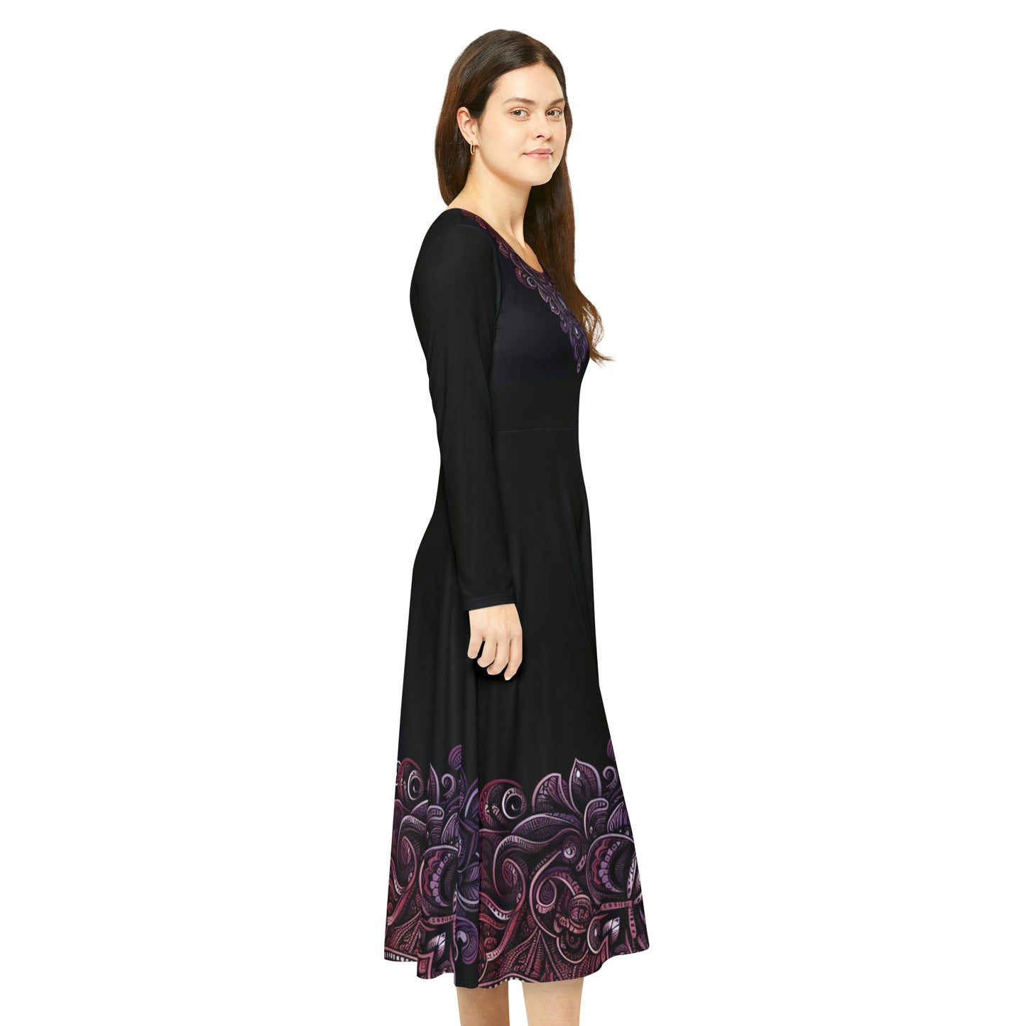 Women's Long Sleeve Tribal Paisley Dress