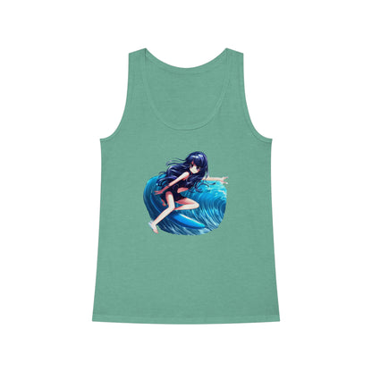 Surfer Girl Anime Tank Top | Beach Surf Tee | Summer Casual Hangout Tee
