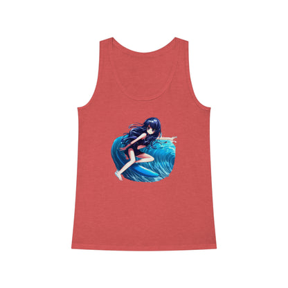 Surfer Girl Anime Tank Top | Beach Surf Tee | Summer Casual Hangout Tee