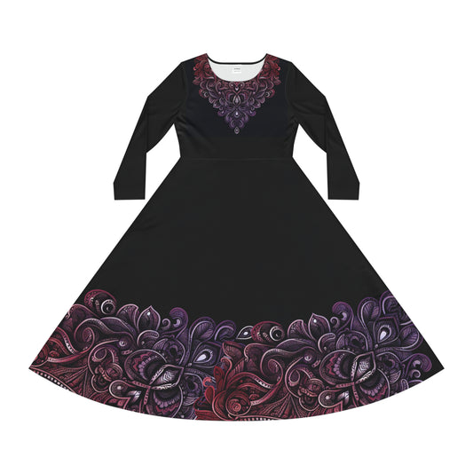 Women's Long Sleeve Tribal Paisley Dress