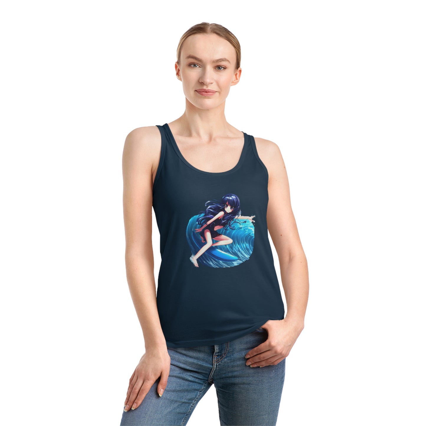 Surfer Girl Anime Tank Top | Beach Surf Tee | Summer Casual Hangout Tee