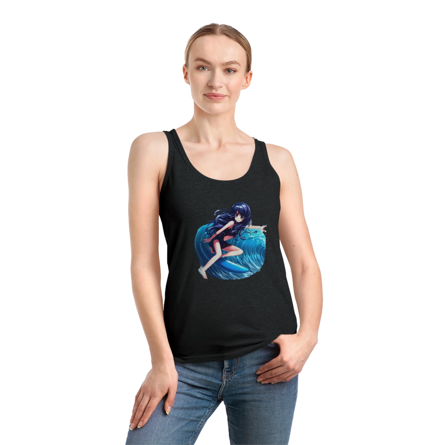 Surfer Girl Anime Tank Top | Beach Surf Tee | Summer Casual Hangout Tee
