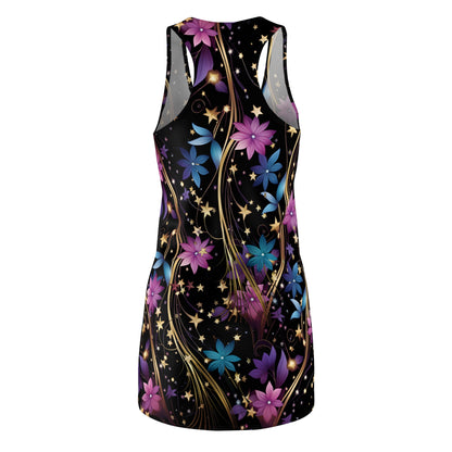 Floral Stars Print Women's Racerback Dress