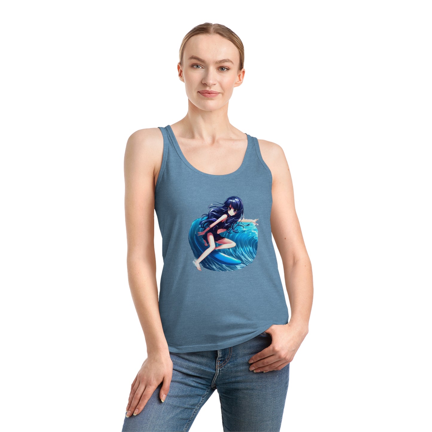 Surfer Girl Anime Tank Top | Beach Surf Tee | Summer Casual Hangout Tee