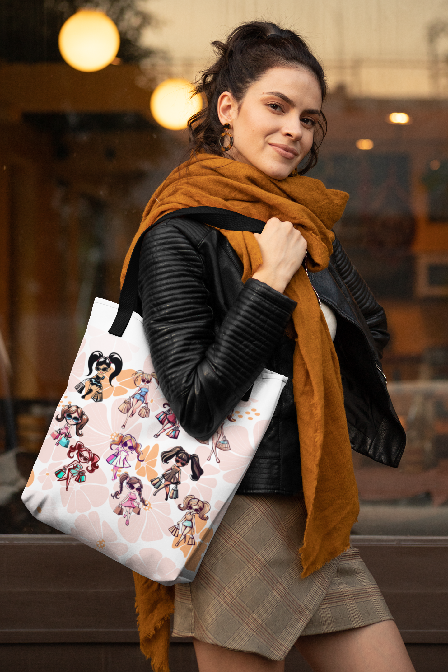 Chic Shopping Girl Tote Bag | Groceries, Gym, Beach, Shopping Tote | Environmentally Friendly, Recycle, Reuse