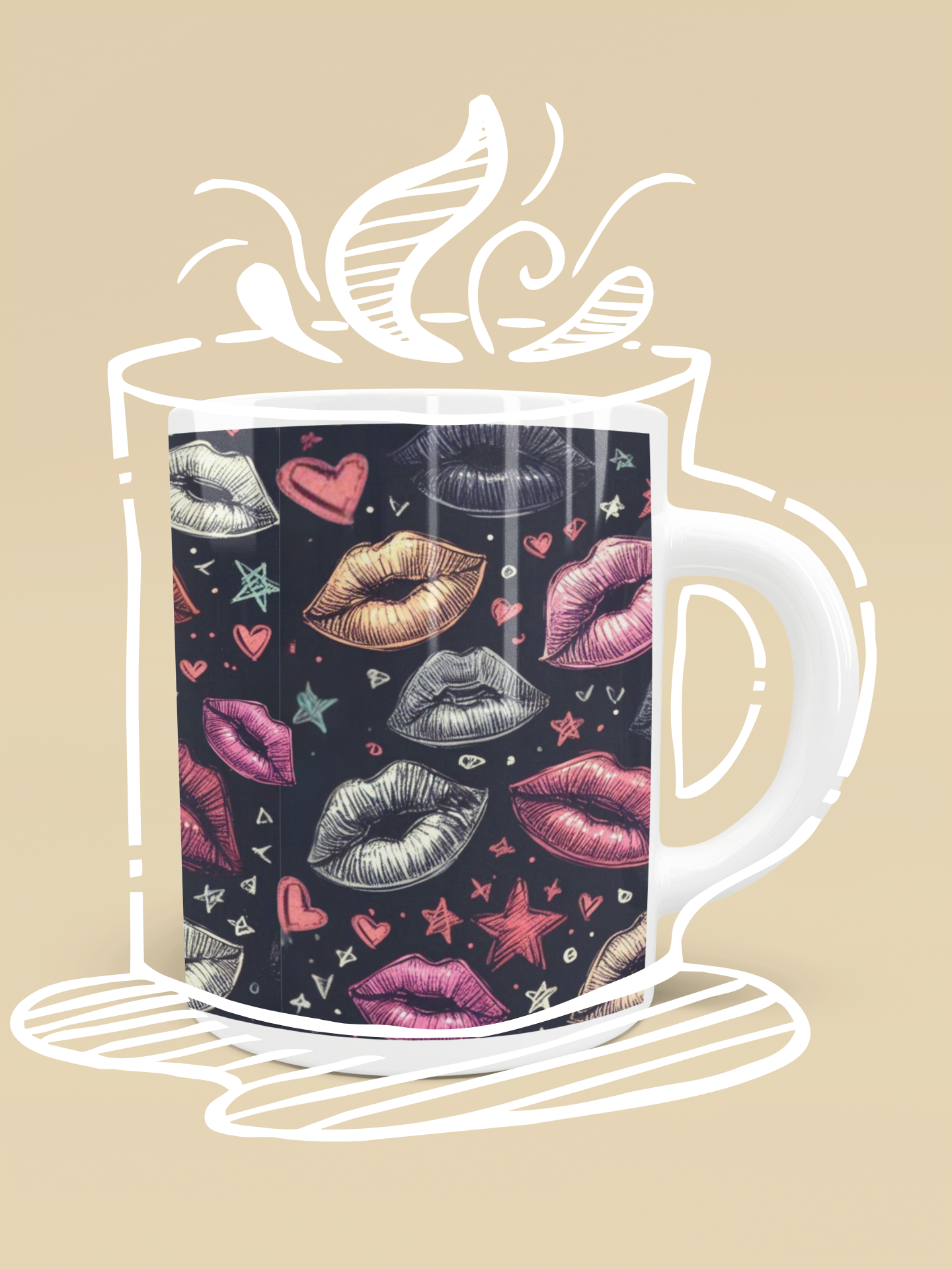Lipstick Approved, No Smudges Required Mug! Lipstick Mug Gift for Her Girlfriend Wife Mothers Office Coworker Holidays Stocking Stuffers