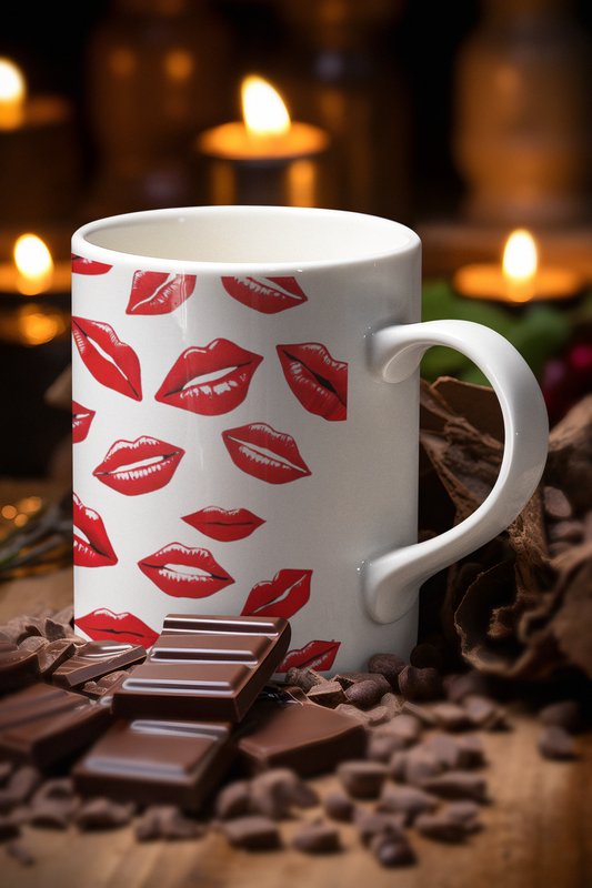 Lipstick Kisses for Your Morning Bliss Mugs (11oz\15oz\20oz) Lipstick Mug Gift for Her Girlfriend Wife Mothers Office Coworker All Occasions