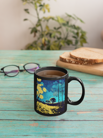 Floral Gift Mug | Dandelion & Stars Night Sky Mug | Flowers and Stars Mug