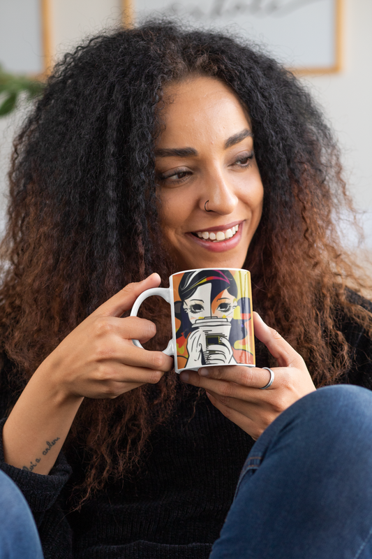 Girl with Coffee. Sip in Style With Our Colorful Mug! 11oz | Coffee Lovers